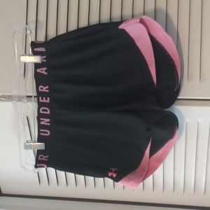 Under Armour Play Up Running Shorts - size extra small, pink/black